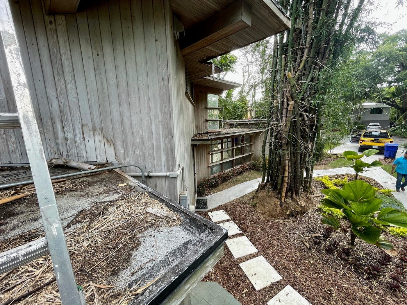 Alfred Browning Parker tropical modernist home, roof restoration detail.