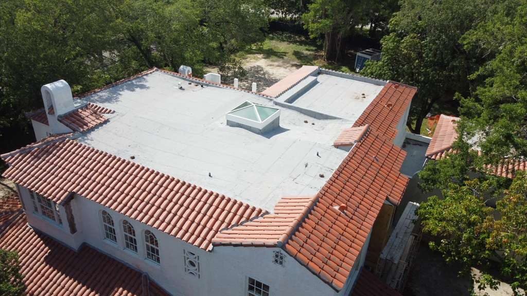Completed two-piece barrel roof