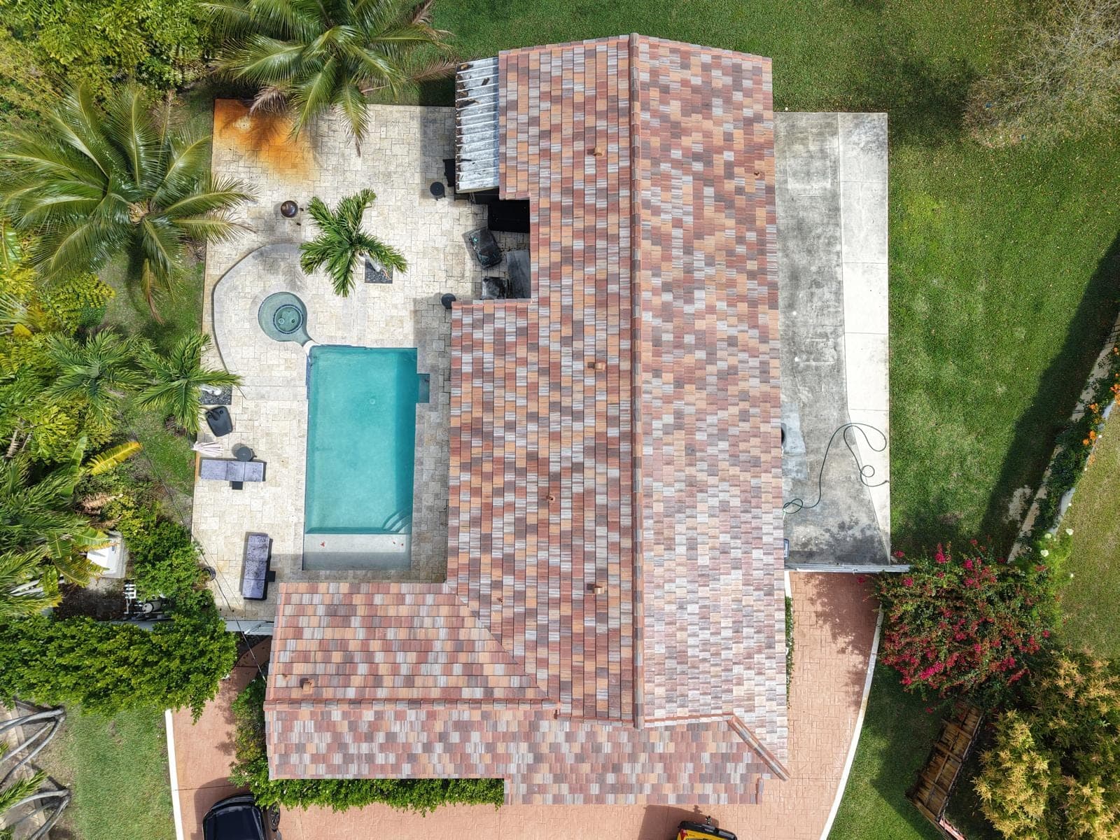 Completed flat tile roof