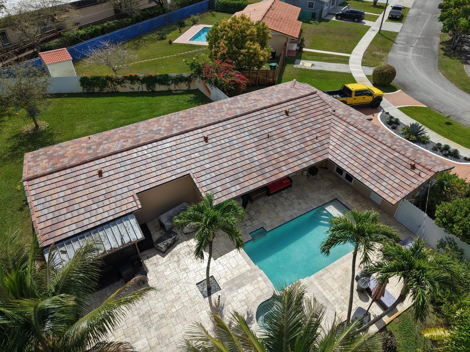 Completed flat tile roof