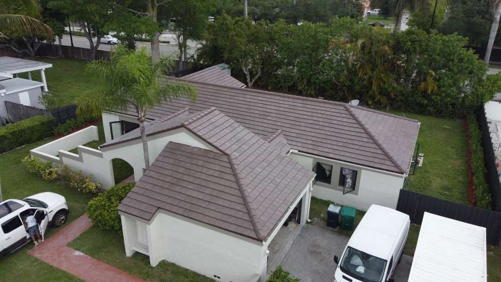 Completed flat tile roof