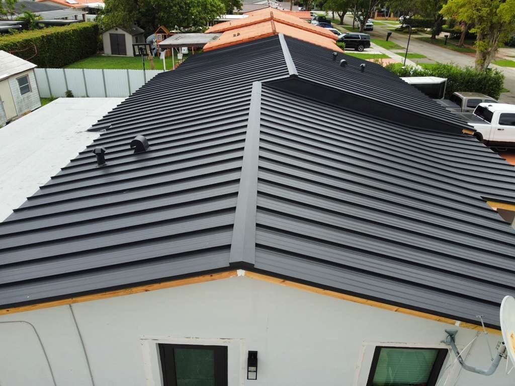 Completed standing seam metal roof