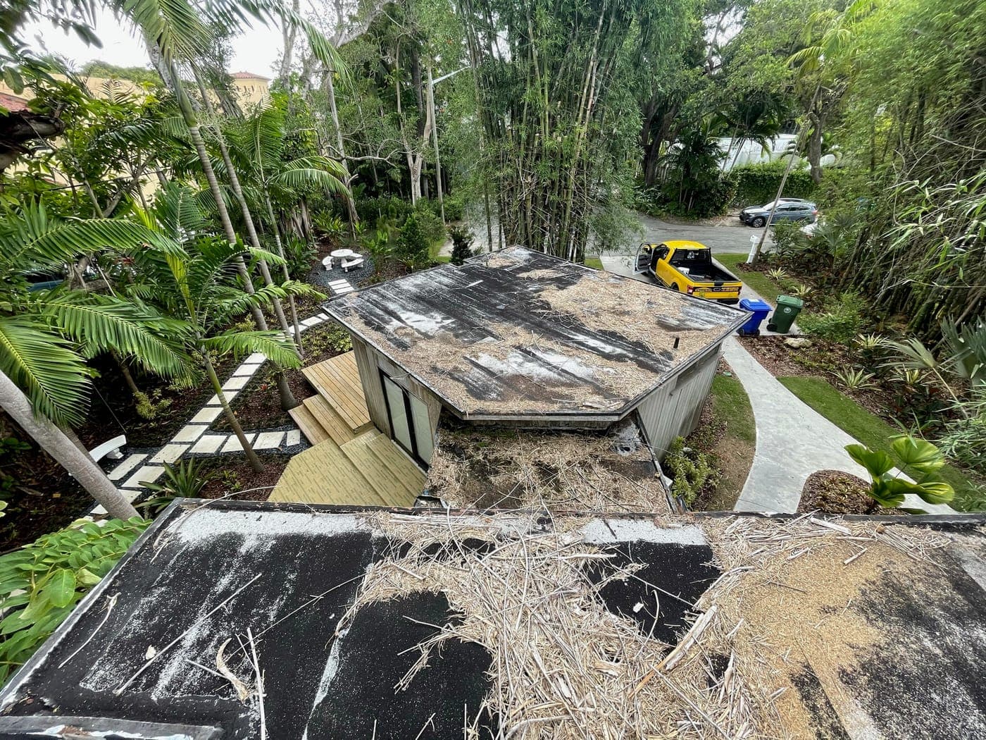 A roof dried-in during a re-roofing project.