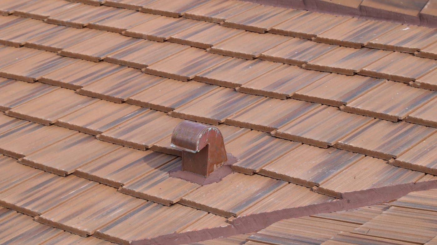 Tile roof detail during a repair.